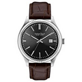 Caravelle New York Men's Gray Dial Brown Leather Strap Watch